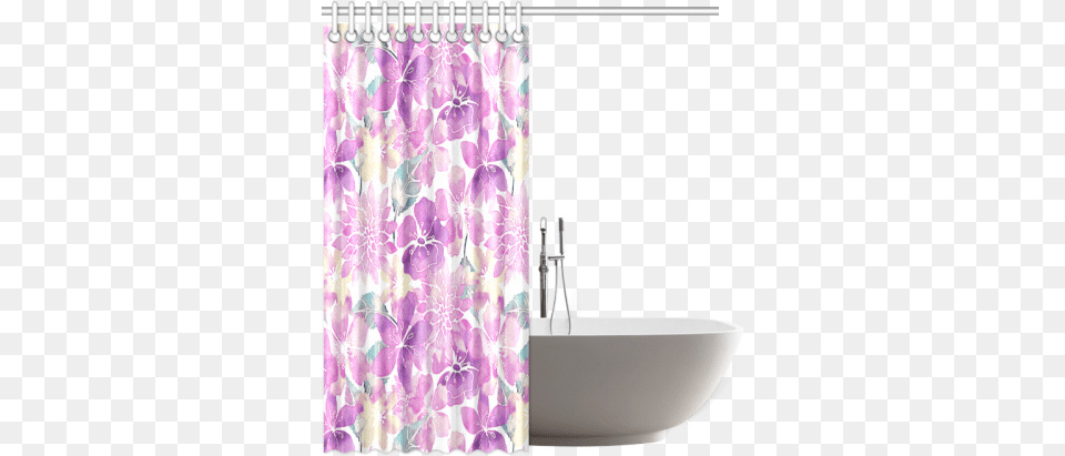 Pastel Watercolor Flower Pattern Shower Curtain Window Film, Bathing, Shower Curtain Free Png Download