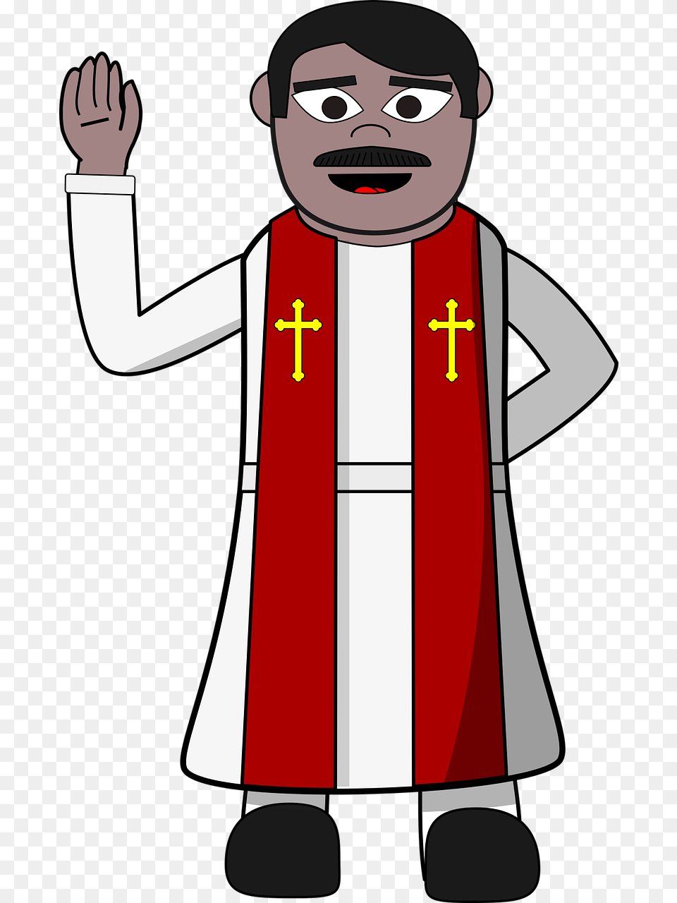 Pastor Priest Christian Robe Cartoon Clip Art Priest Clipart, Clothing, Scarf, Baby, Person Free Png
