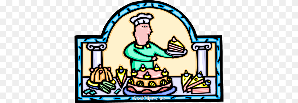 Pastry Chef With Cakes And Pastries Royalty Vector Clip Art, Birthday Cake, Food, Dessert, Cream Free Transparent Png