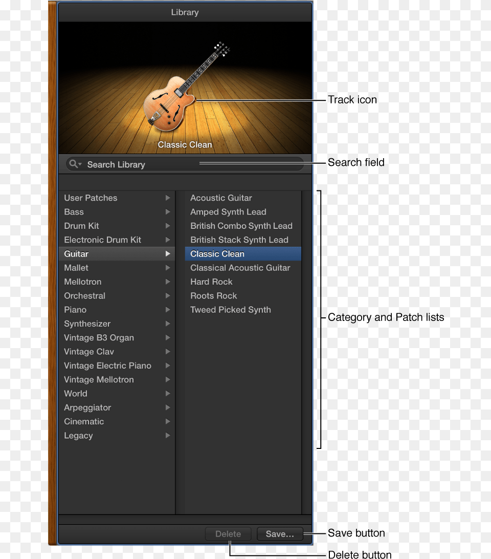 Patches Overview Garageband Help Vertical, File, Guitar, Musical Instrument, Webpage Free Transparent Png