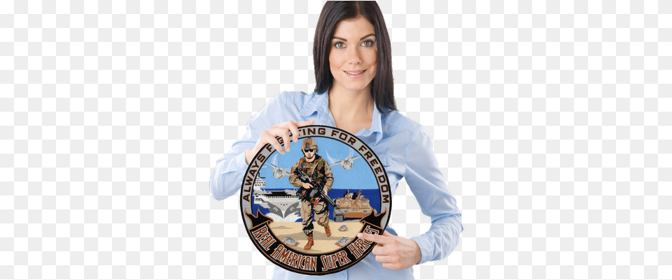 Patchplaques Real American Super Heroes Patch, Adult, Sleeve, Photography, Person Free Png