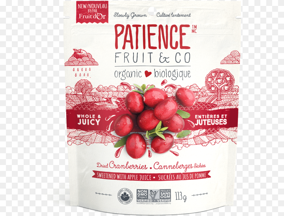 Patience Fruit Company Dried Cranberries, Advertisement, Food, Produce, Plant Png