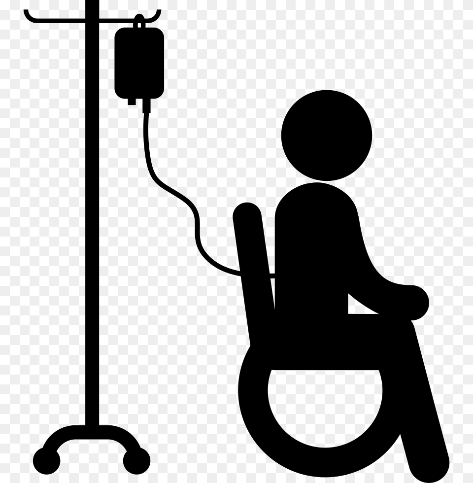 Patient Sitting On Wheels Chair With Saline Via Silhouette Patient Care Cartoon, Smoke Pipe Free Png
