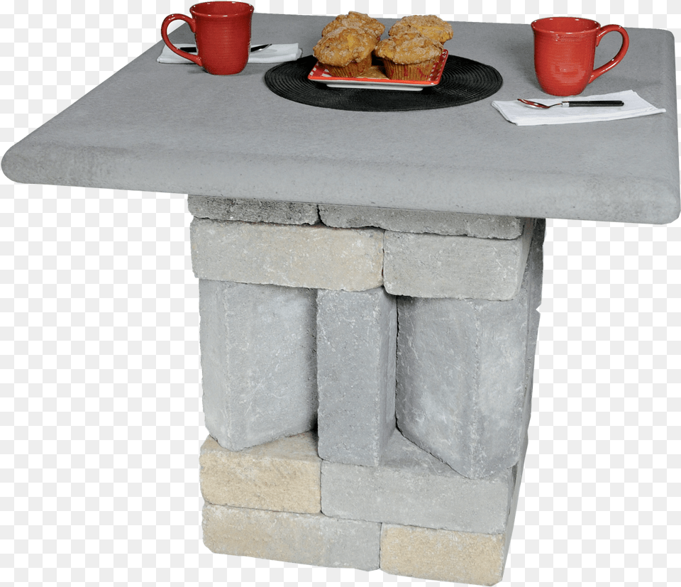Patio Table With Muffins Concrete Paver End Table, Furniture, Dining Table, Cup, Tabletop Free Png Download