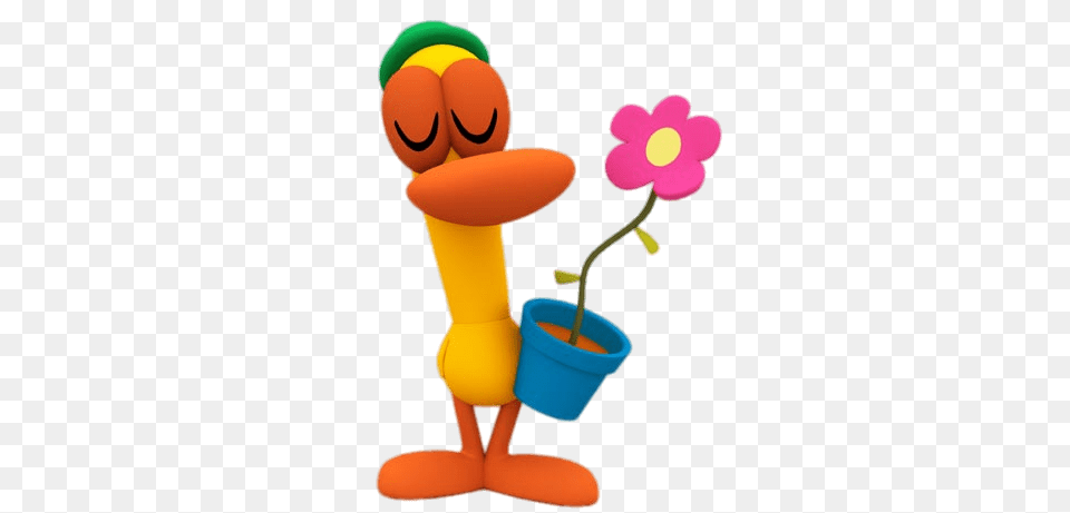 Pato Holding Flower Pot, Toy, Plant Free Png Download