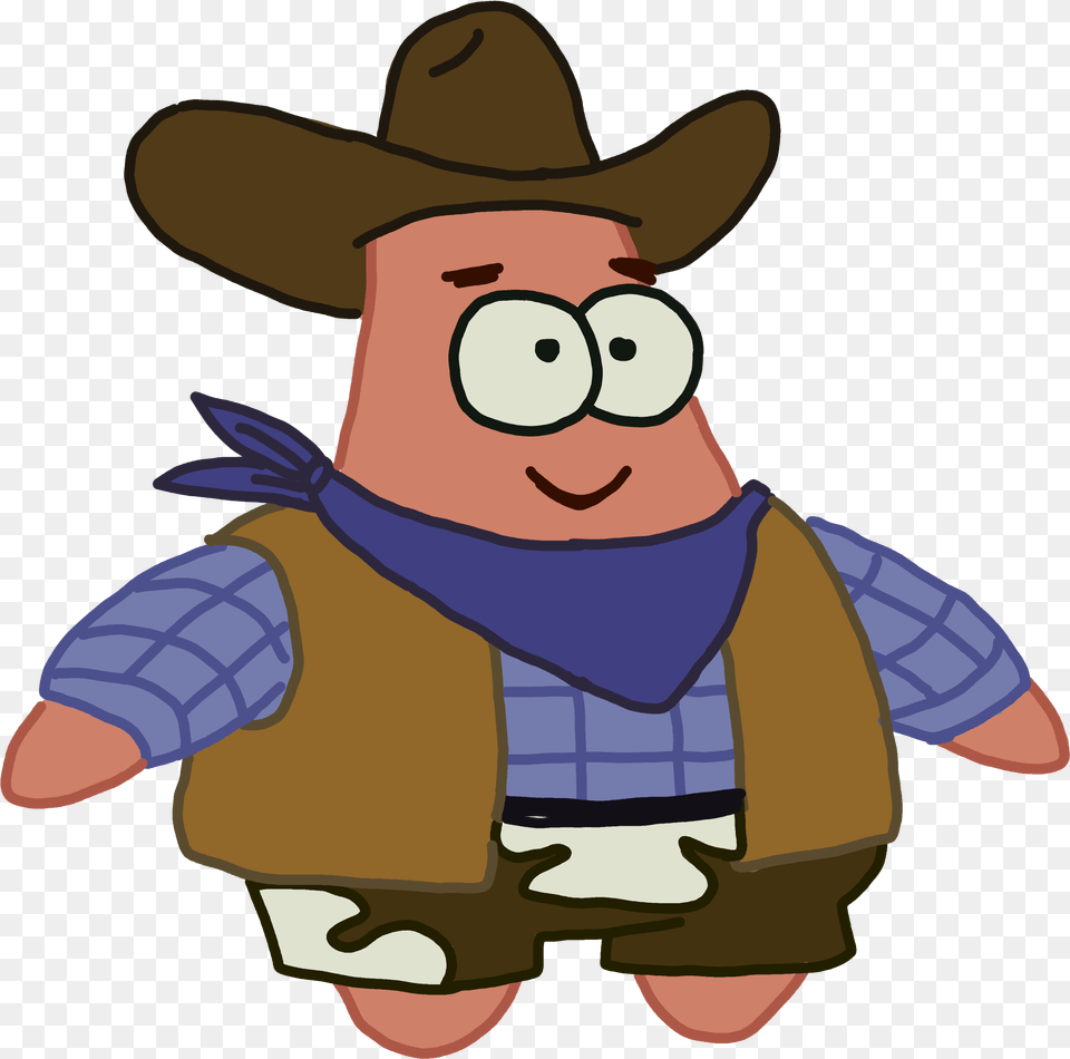 Patricio Patrick With Cowboy Hat, Clothing, Cartoon, Nature, Outdoors Free Png