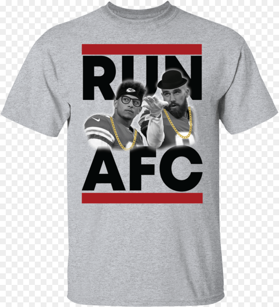 Patrick Mahomes Travis Kelce Run Afc Shirt Laserdisc, T-shirt, Clothing, Person, Man Free Png Download