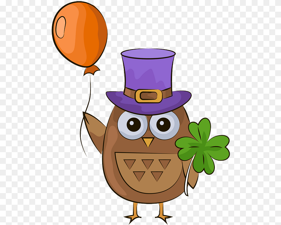Patrick Owl With Balloon Clipart Cartoon, Clothing, Hat, Jar Png Image