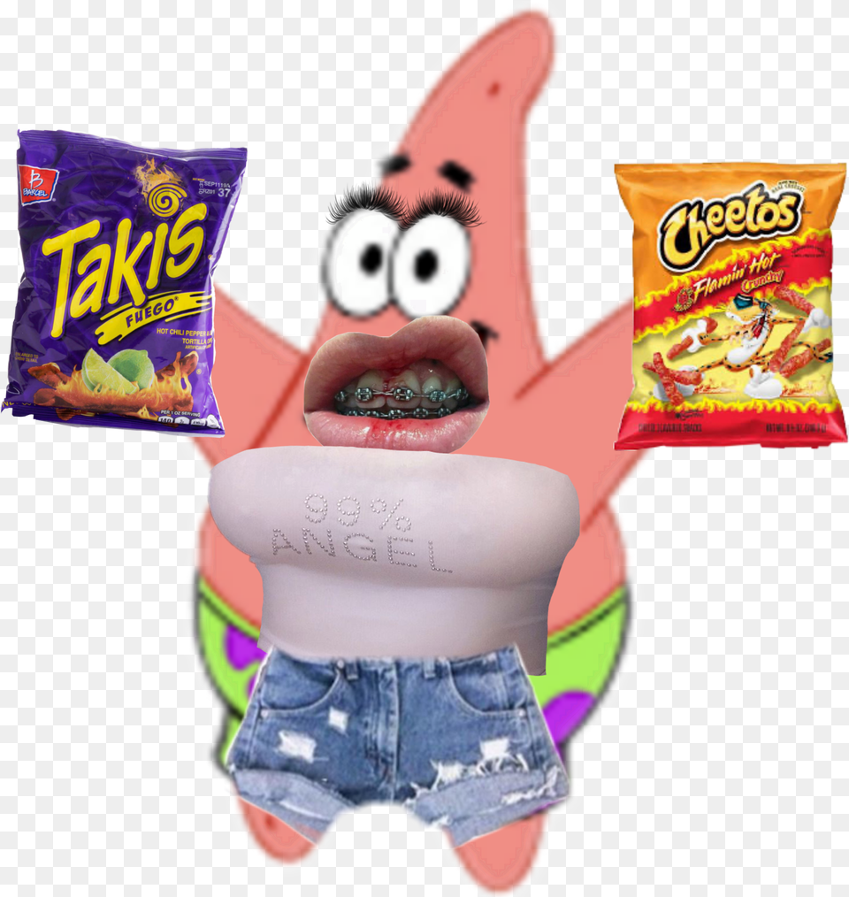 Patrick Star Turned Into A Hot Cheeto Girl Hot Cheetos Stickers On Picsart Dora Free Transparent Png