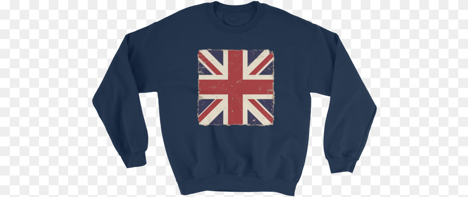 Patriot Series British Flag Grunge Sweatshirt Sweatshirt, Clothing, Hoodie, Knitwear, Long Sleeve Free Png Download