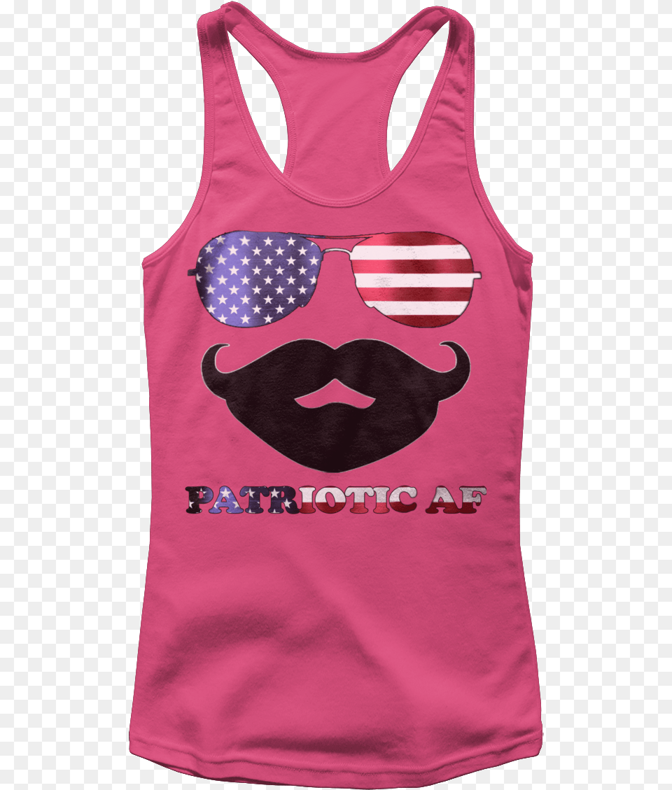 Patriotic Af Mustache Logo Women S Racerback Tank Active Tank, Clothing, Tank Top, Person Free Png Download