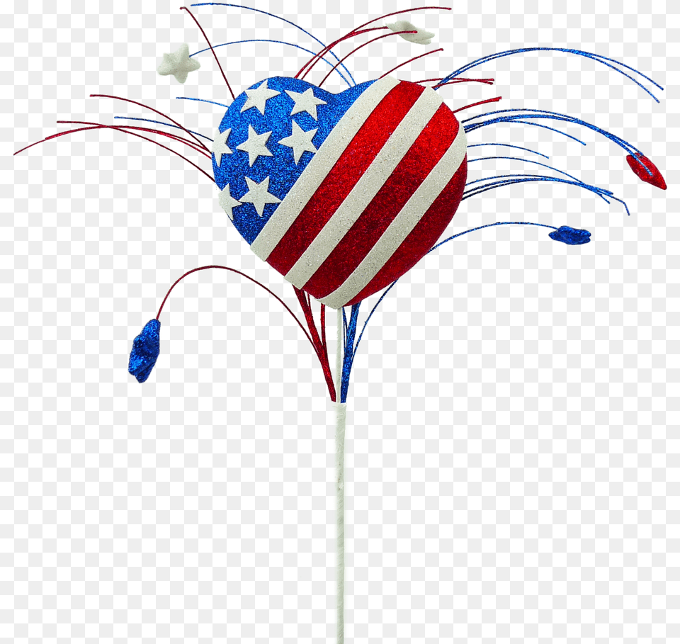 Patriotic Glitter Heart Pick Illustration, Food, Sweets, Balloon, Plant Free Png