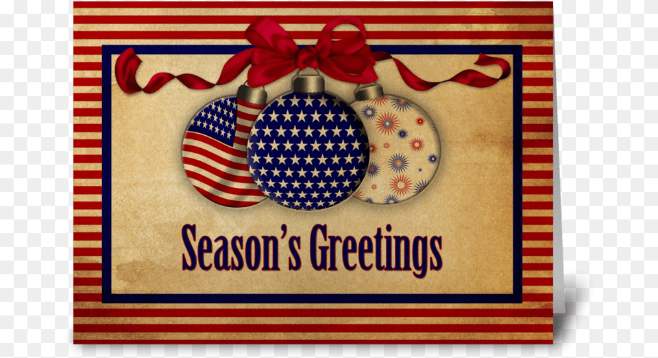 Patriotic Holiday Ornaments Vintage Look Greeting Card American Flag Christmas Card, Envelope, Greeting Card, Mail Png