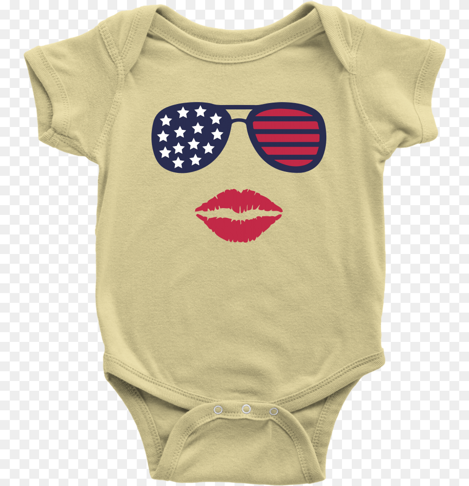 Patriotic Stars Amp Stripes Sunglasses Amp Lips Baby Onesie Baby Shark Birthday Suit Baby, Pattern, Applique, Clothing, T-shirt Free Transparent Png