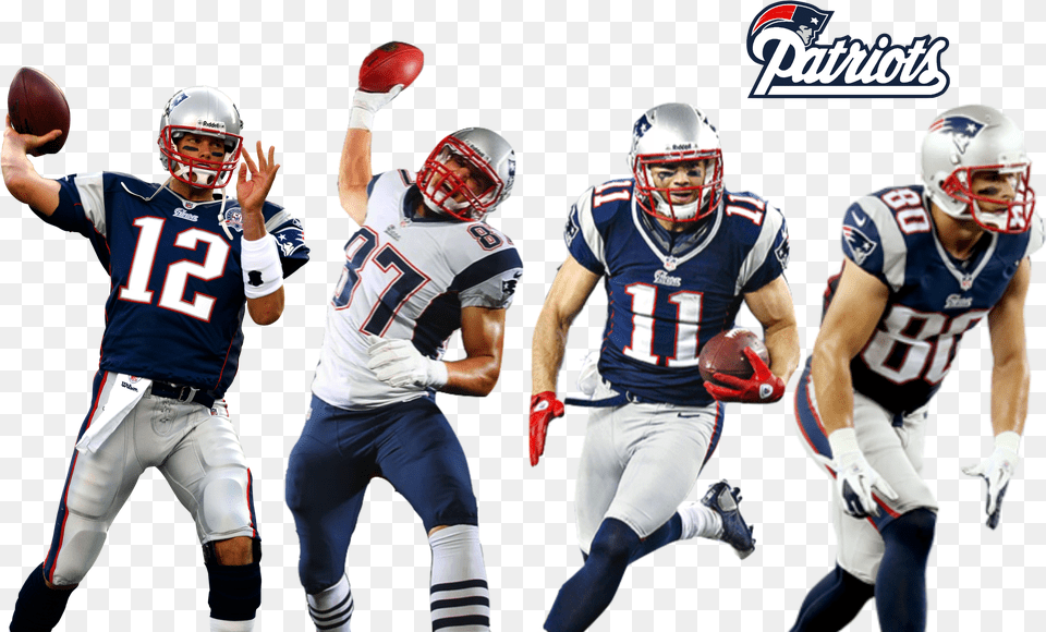 Patriots Players Tom Brady Gronk And Edelman, Helmet, Playing American Football, Person, People Free Png Download