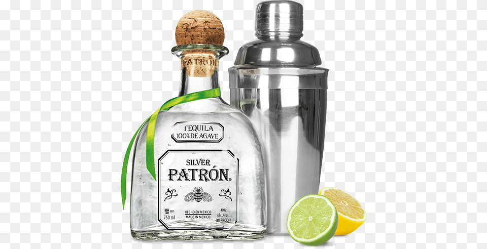 Patron Bottle Patron Silver Blanco Tequila, Alcohol, Liquor, Beverage, Citrus Fruit Png Image