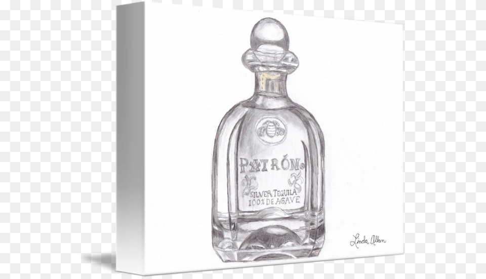 Patron Bottle Pencil Sketch By Linda Allan Clip Royalty Pencil Bottle Sketching Glass, Alcohol, Beverage, Liquor, Tequila Free Transparent Png