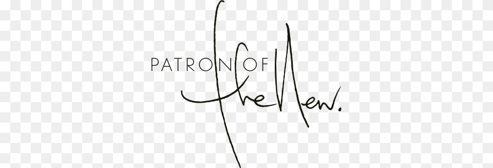 Patron Of The New White On Dark Logo Patron Of The New Logo, Handwriting, Text, Signature, Chandelier Free Transparent Png