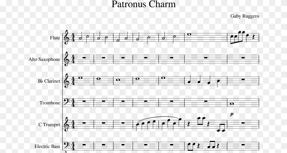 Patronus Charm Sheet Music For Flute Clarinet Alto Cuan Grande Es Dios Partitura, Gray Free Transparent Png