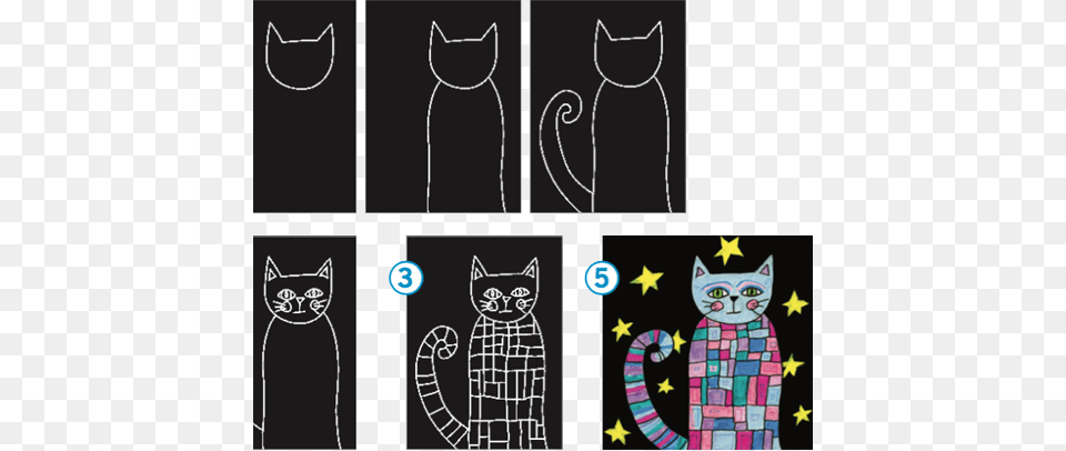 Pattern Cat Black Chalk 23cm X 30cm Tape Bound Marker Pad, Animal, Egyptian Cat, Mammal, Pet Free Png Download