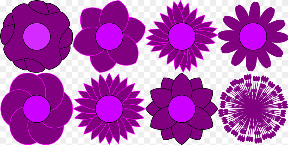 Pattern Flower Floral Bloom Violet Flower Shapes Clipart, Purple, Dahlia, Daisy, Plant Free Png Download