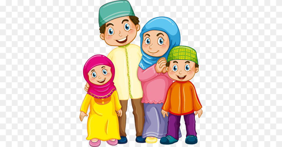 Pattern Muslim Family Muslim, Clothing, Hat, Baby, Person Free Png Download