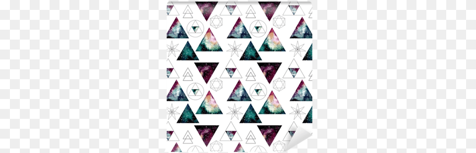 Pattern With Watercolor Nebula In Triangles And Sacred Geometry, Triangle, Art Png Image