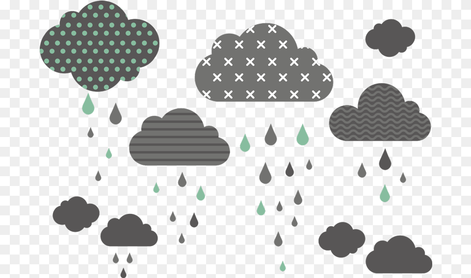 Patterned Rain Clouds Wall Sticker Tenstickers Illustration, Outdoors, Nature Png