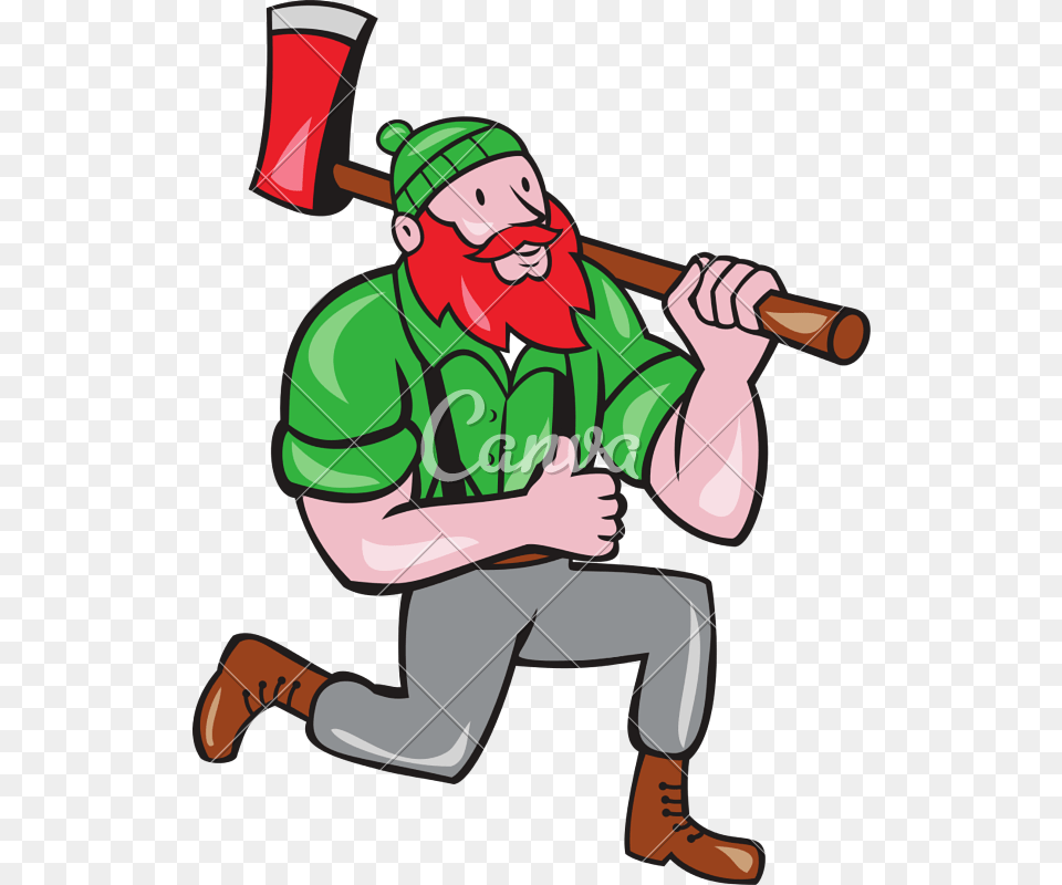 Paul Bunyan Lumberjack Axe Kneeling Cartoon, Person, Team, Photography, People Free Png Download