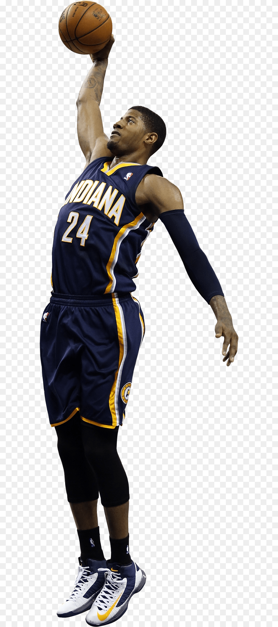 Paul George Dunk Paul George Dunk, Ball, Sphere, Shoe, Person Free Transparent Png