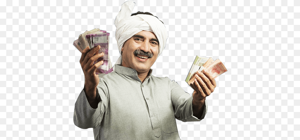 Paul Merchants Gold Loans Tour And Travels Money Indian Farmer With Money, Adult, Male, Man, Person Free Transparent Png