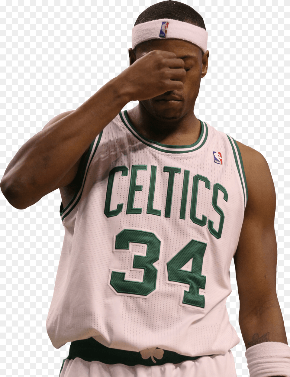 Paul Pierce Thinking Boston Celtics Jersey, Clothing, Shirt, Person, People Png Image