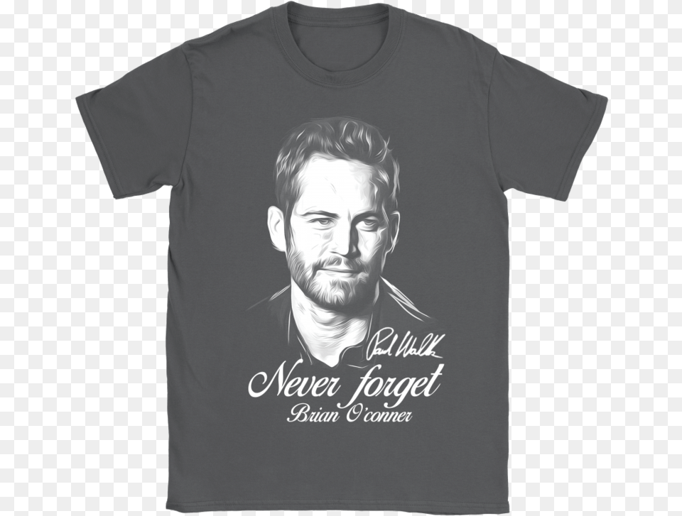 Paul Walker Never Forget Brian O39conner Fast And Furious Shirt, Clothing, T-shirt, Adult, Male Png Image
