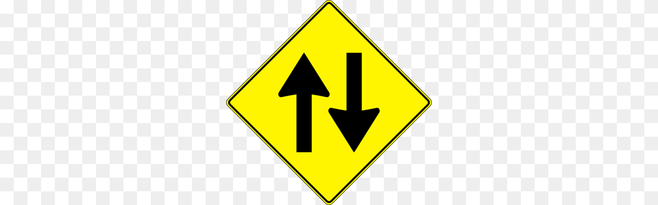 Paulprogrammer Yellow Road Sign Two Way Traffic Clip Art, Symbol, Road Sign Png