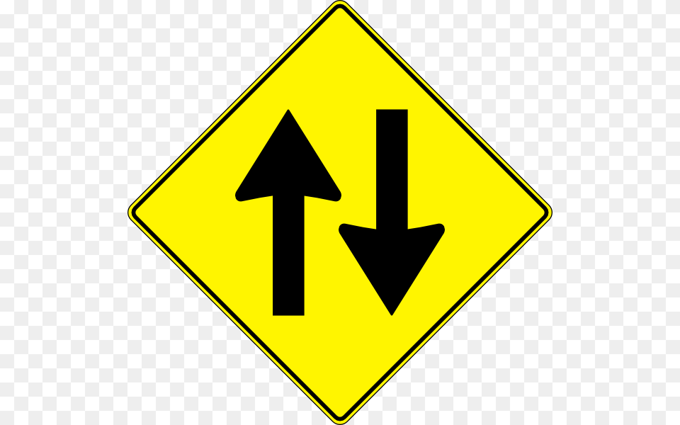 Paulprogrammer Yellow Road Sign Two Way Traffic Clip Art, Symbol, Road Sign Free Transparent Png