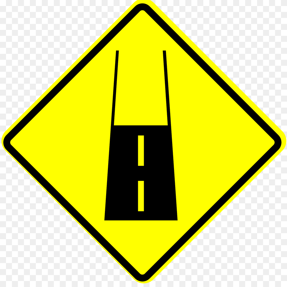 Pavement Ends Sign In Panama Clipart, Symbol, Road Sign Png