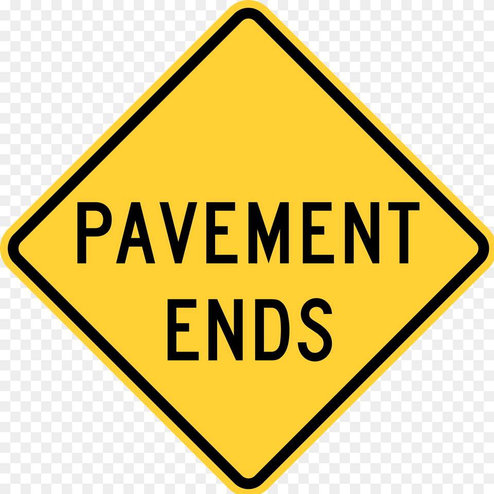 Pavement Ends Sign In United States Clipart, Symbol, Road Sign Free Png