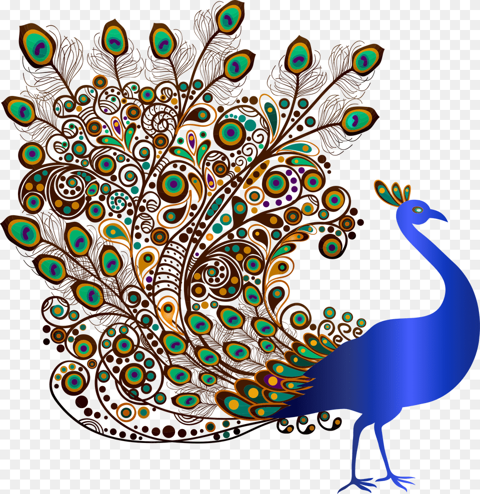 Pavo Real De Perfil Clipart Gold Peacock Artwork, Pattern, Animal, Bird, Art Free Png Download