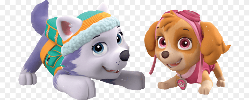 Paw Girl Grp 004 Cgi Skye And Everest Paw Patrol, Plush, Toy, Baby, Person Free Png Download