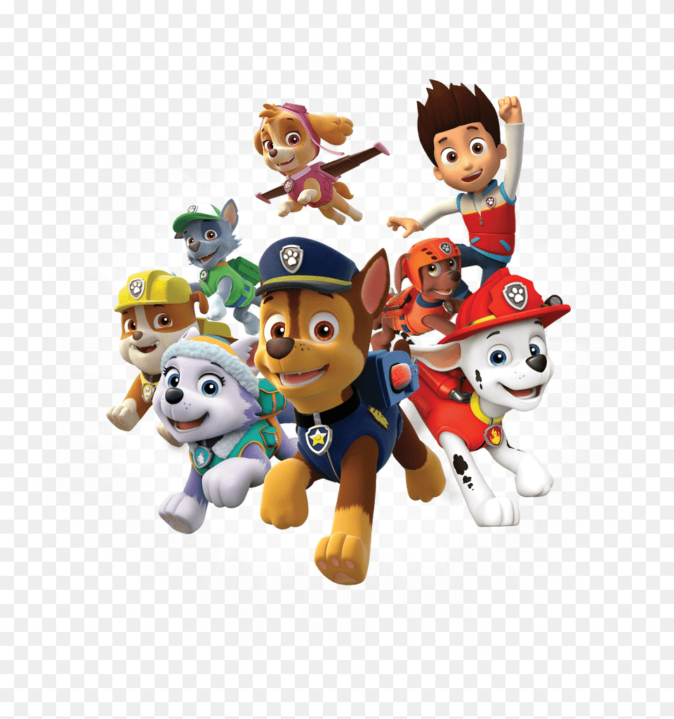 Paw Live Group Splash Background Paw Patrol, Toy, Baby, Person, Face Png