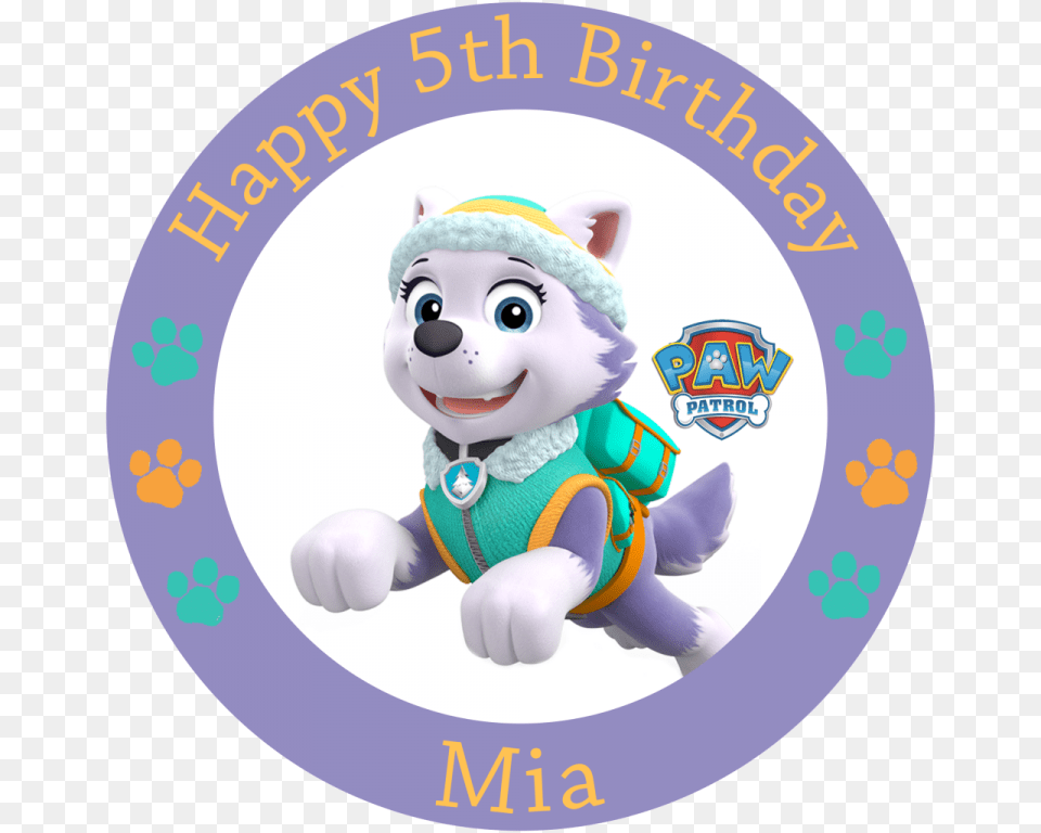 Paw Patrol Everest Round Edible Cake Topper Paw Patrol Everest Clipart, Toy, Face, Head, Person Free Transparent Png