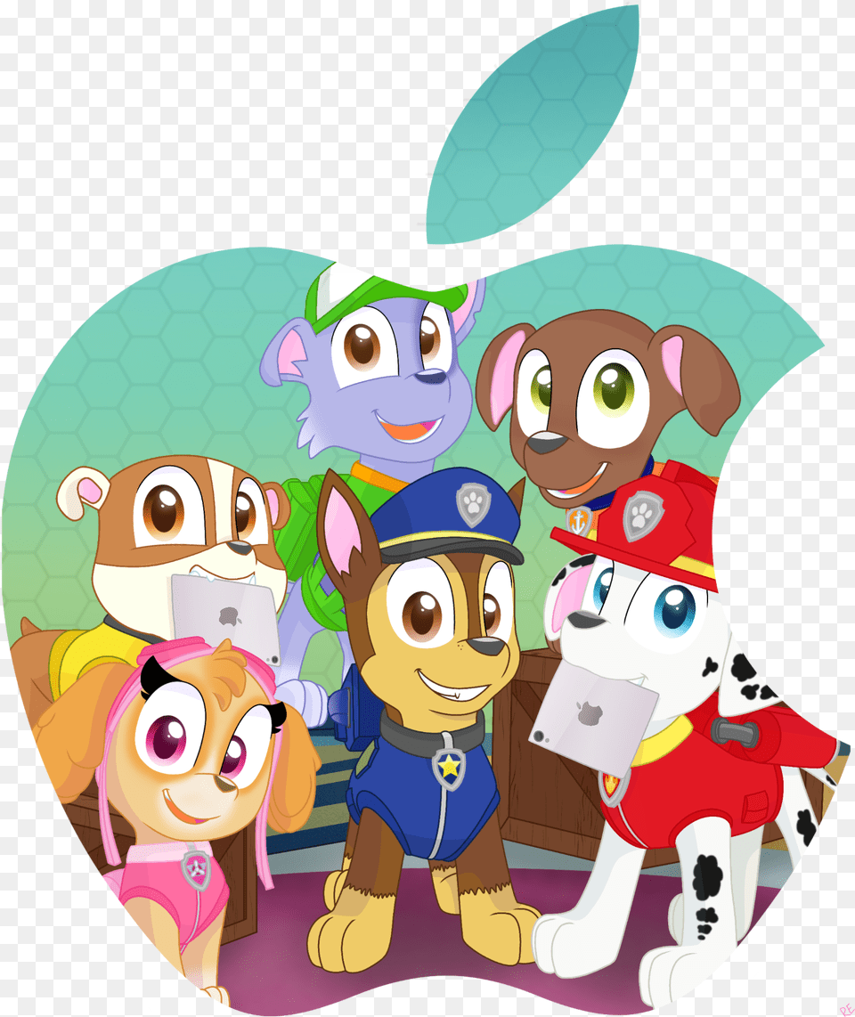 Paw Patrol In Apple Iphone Logo By Rainboweeveede Paw Patrol Rainbow Eevee Zuma Y Rocky, Baby, Face, Head, Person Free Transparent Png