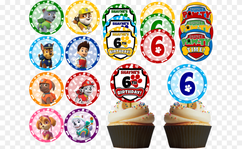 Paw Patrol Party Cupcake Toppers Topper De Paw Patrol, Food, Cake, Cream, Dessert Free Transparent Png