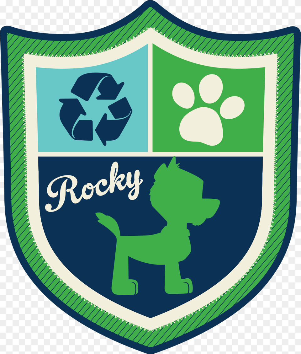 Paw Patrol Rocky Badge Alt Paw Patrol Zuma Logo, Armor, Shield, Person, Baby Free Png Download