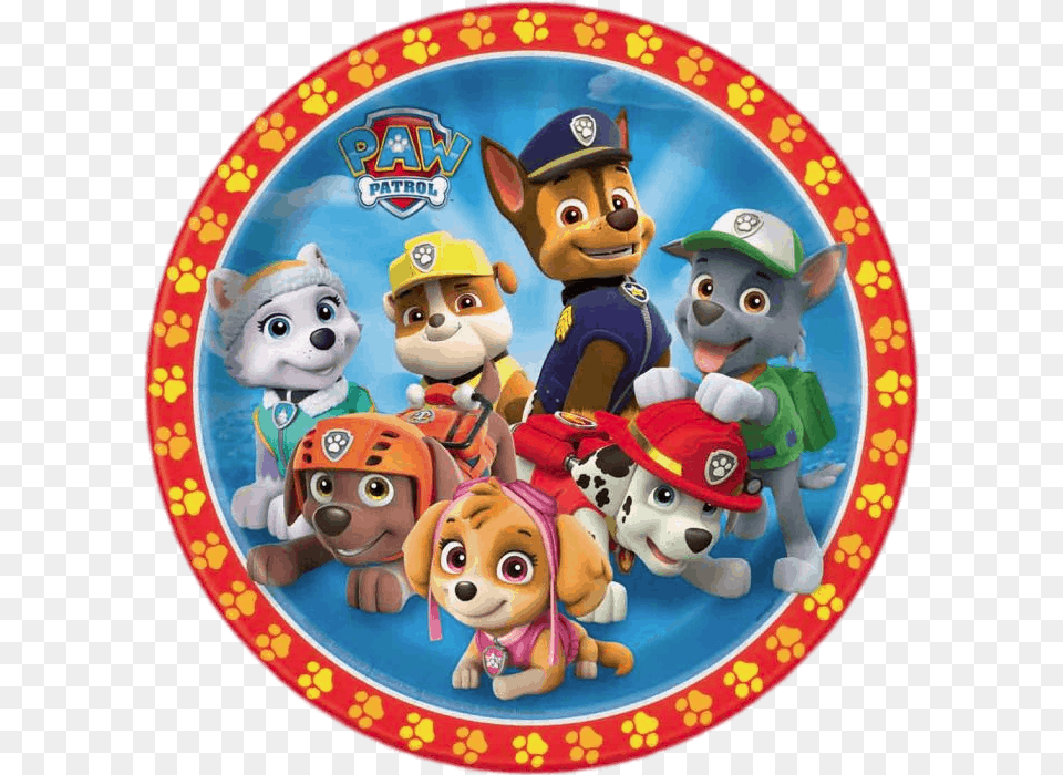 Paw Patrol Round Emblem Paw Patrol 9in Party Plates, Toy, Face, Head, Person Free Png Download