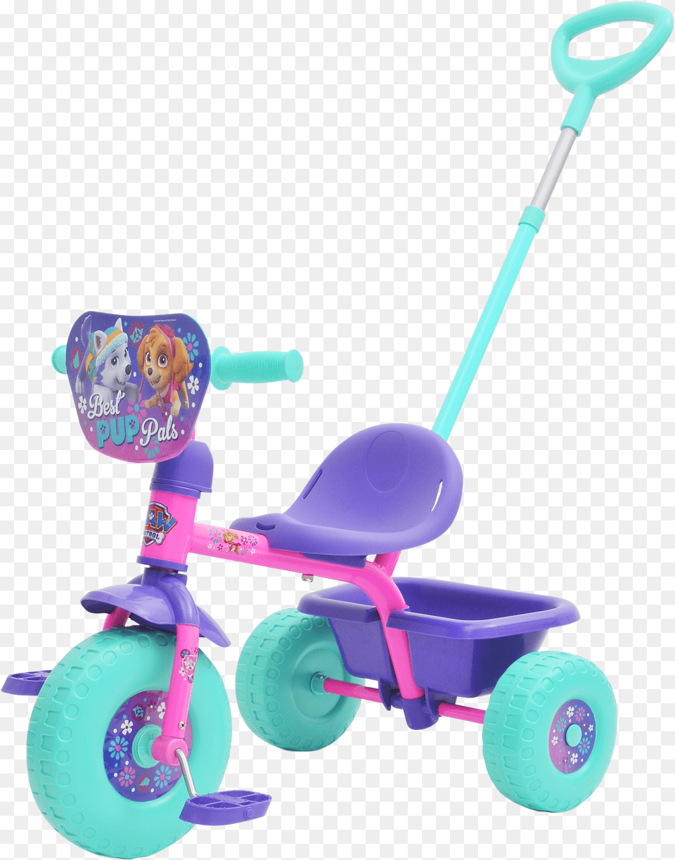 Paw Patrol Skye Trike With Push Bar, Vehicle, Tricycle, Transportation, Device Png Image