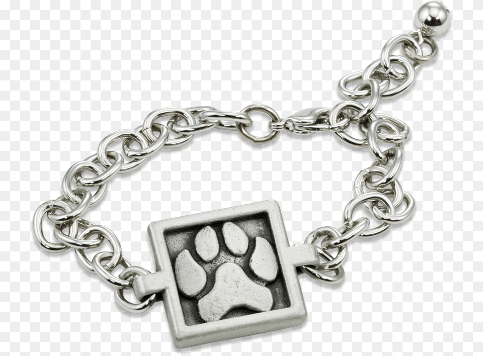 Paw Print Bracelet Chain, Accessories, Jewelry, Necklace, Silver Free Png