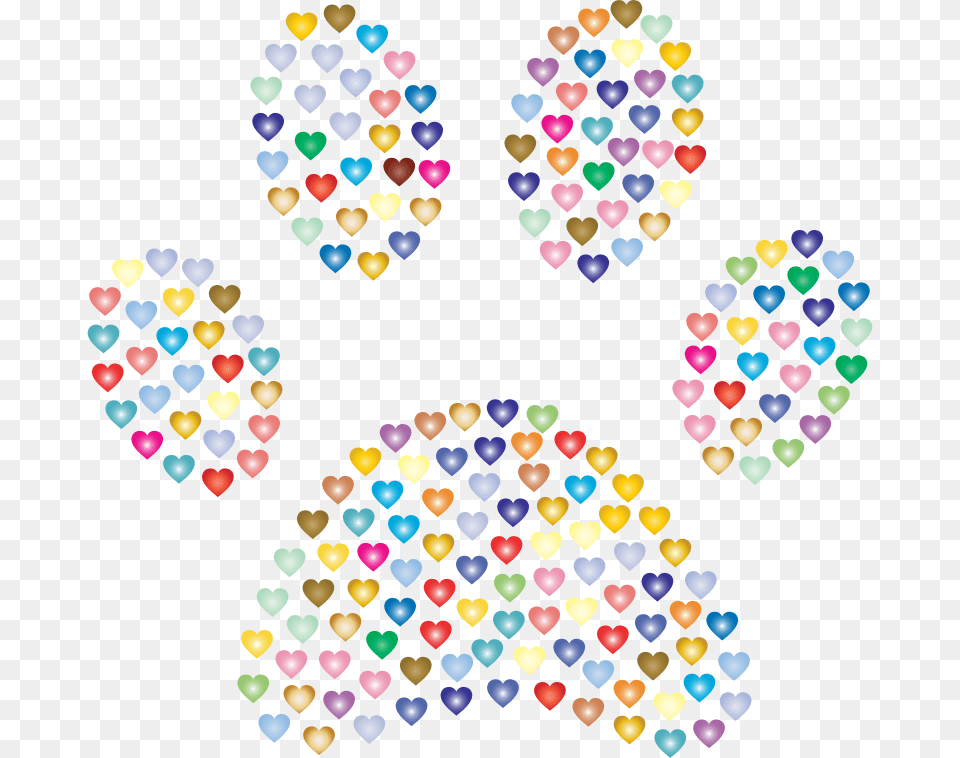Paw Print Hearts Prismatic Circle, Accessories, Art, Pattern Free Png Download