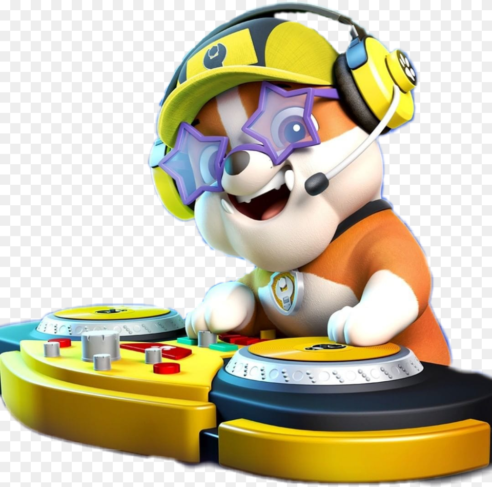 Pawpatrol Rubble Dj Music Headphones Nickjr Live Move To The Music, Baby, Person, Face, Head Free Png Download