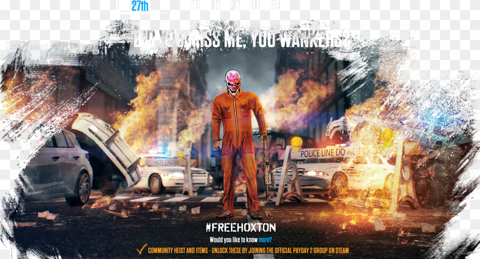 Payday 2 Hoxton Breakout, Advertisement, Adult, Poster, Person Free Png Download